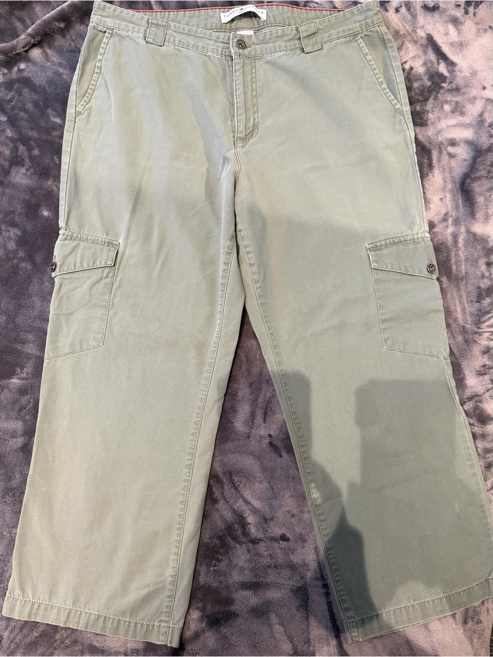Tommy Hilfiger Jeans Sage Green Cargo Capri Pants Size 14